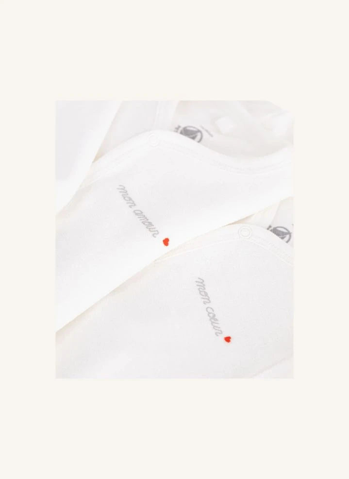 Petit Bateau - 2-teiliges Samt-Organik-Baumwoll-Pyjama-Set | Weiß