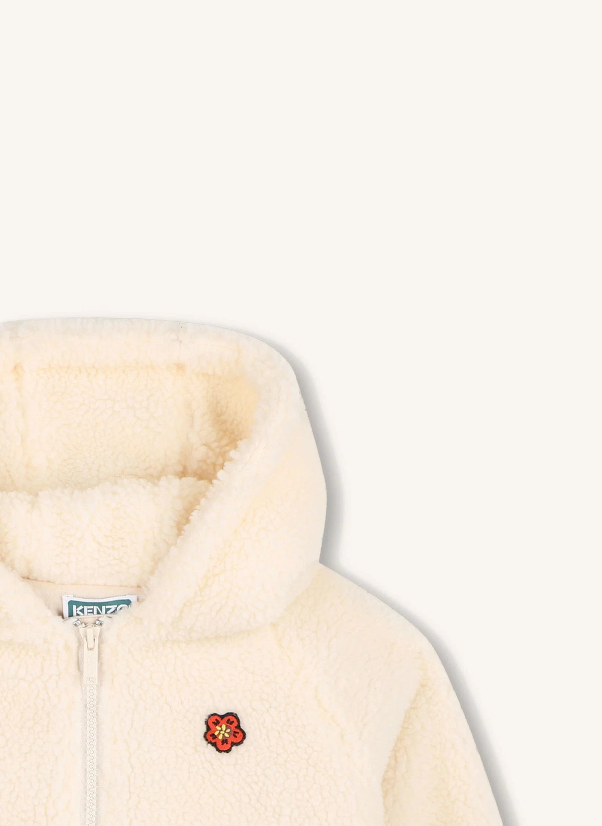 Kenzo - Woll-Sweatshirt mit Blumenmotiv und Reißverschluss | Weiß