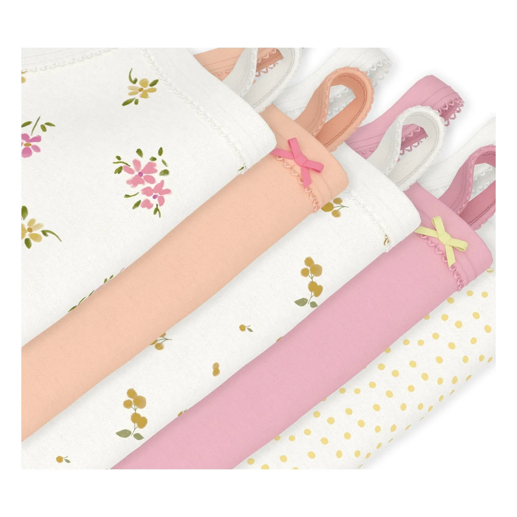 Petit Bateau – 5er-Set Spaghettiträger-Bodys mit Blumenmuster | Weiß