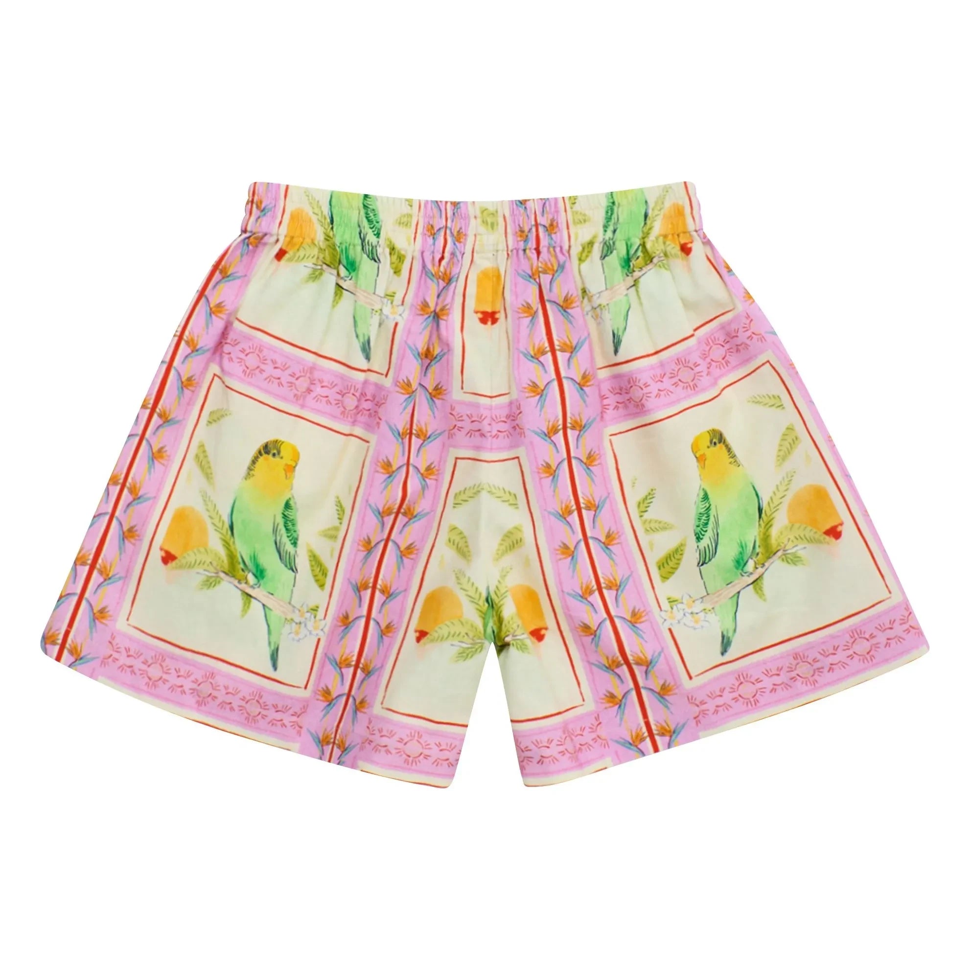 Maison Mangostan - Kurze Patchwork-Vögel | Rosa