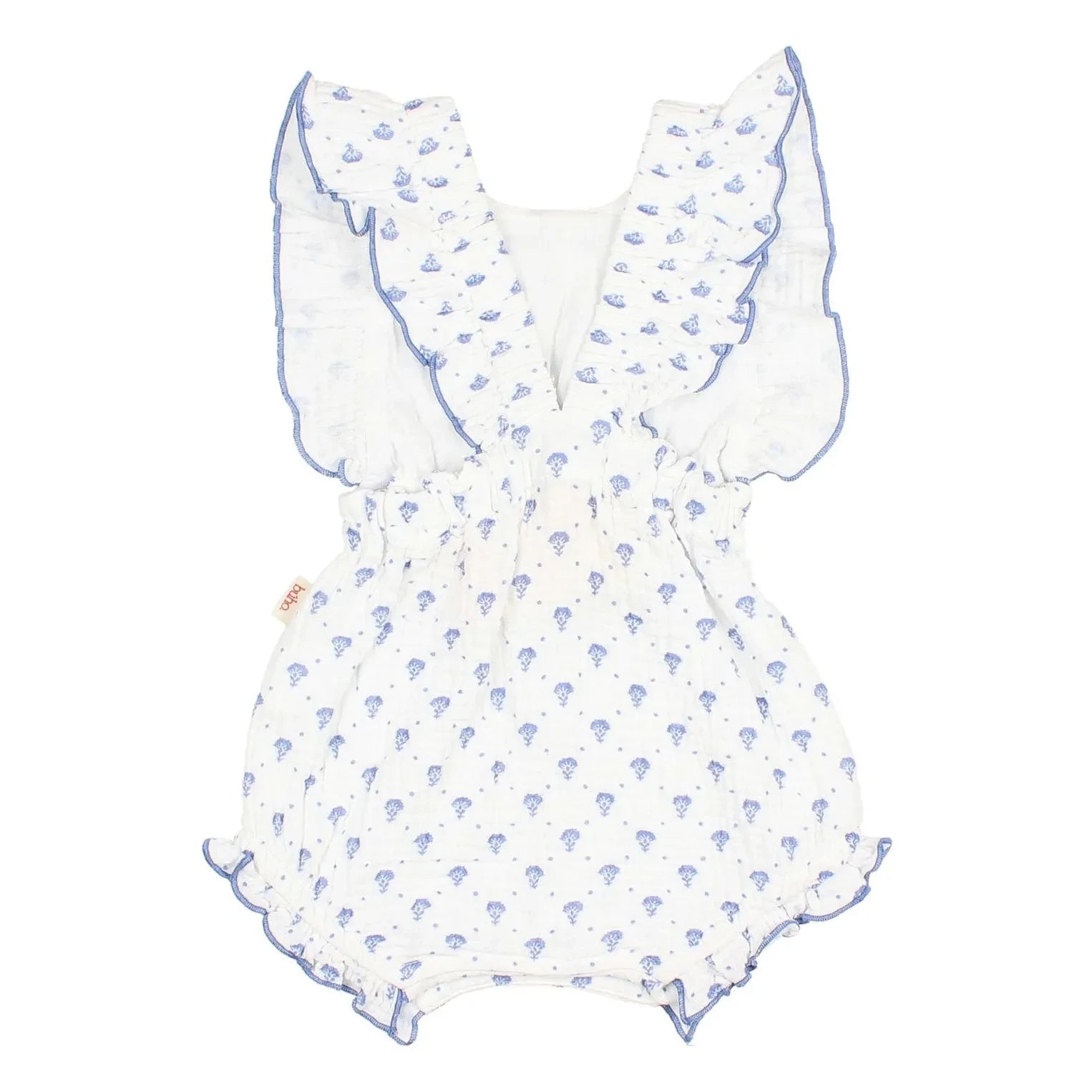 Búho - Bali Shorts aus Baumwoll-Musselin mit Blumenmuster | Indigoblau