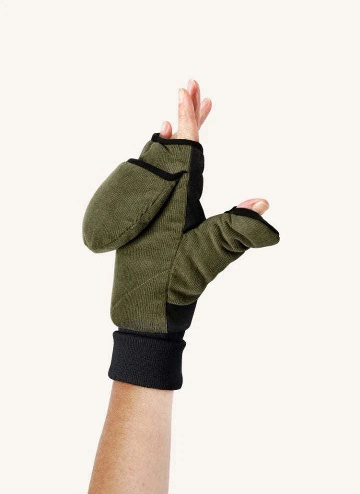 Fudoon - wandelbare Handschuhe, Khaki Samt | Khaki