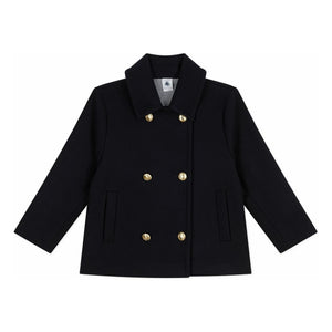 Petit Bateau - Zweireihige Woll-Peacoat | Nachtblau