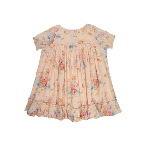 Lilinoa - Maeva Blumenmuster Baumwoll-Voile Kleid | Pfirsich