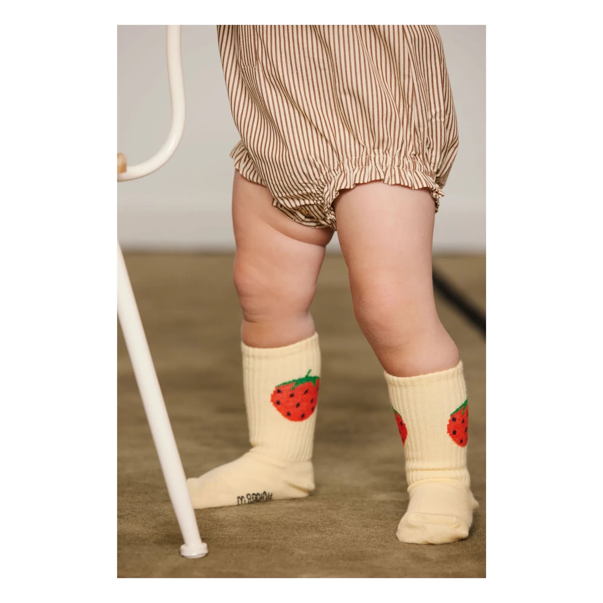 Mini Rodini - Gestreifter Bio-Baumwoll-Poplin-Overall | Braun