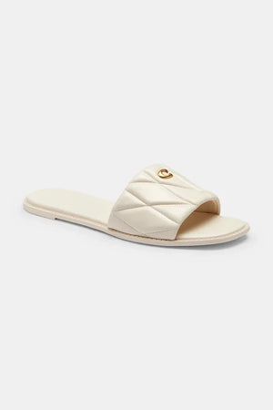 Coach Holly Quilted Leather Sandal kadın deri düz taban terlik