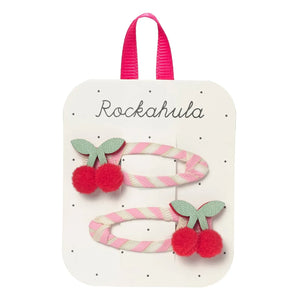 Rockahula Kids - Haarklammer-Set 2 Stück, gestreift, Kirsche | Rosa