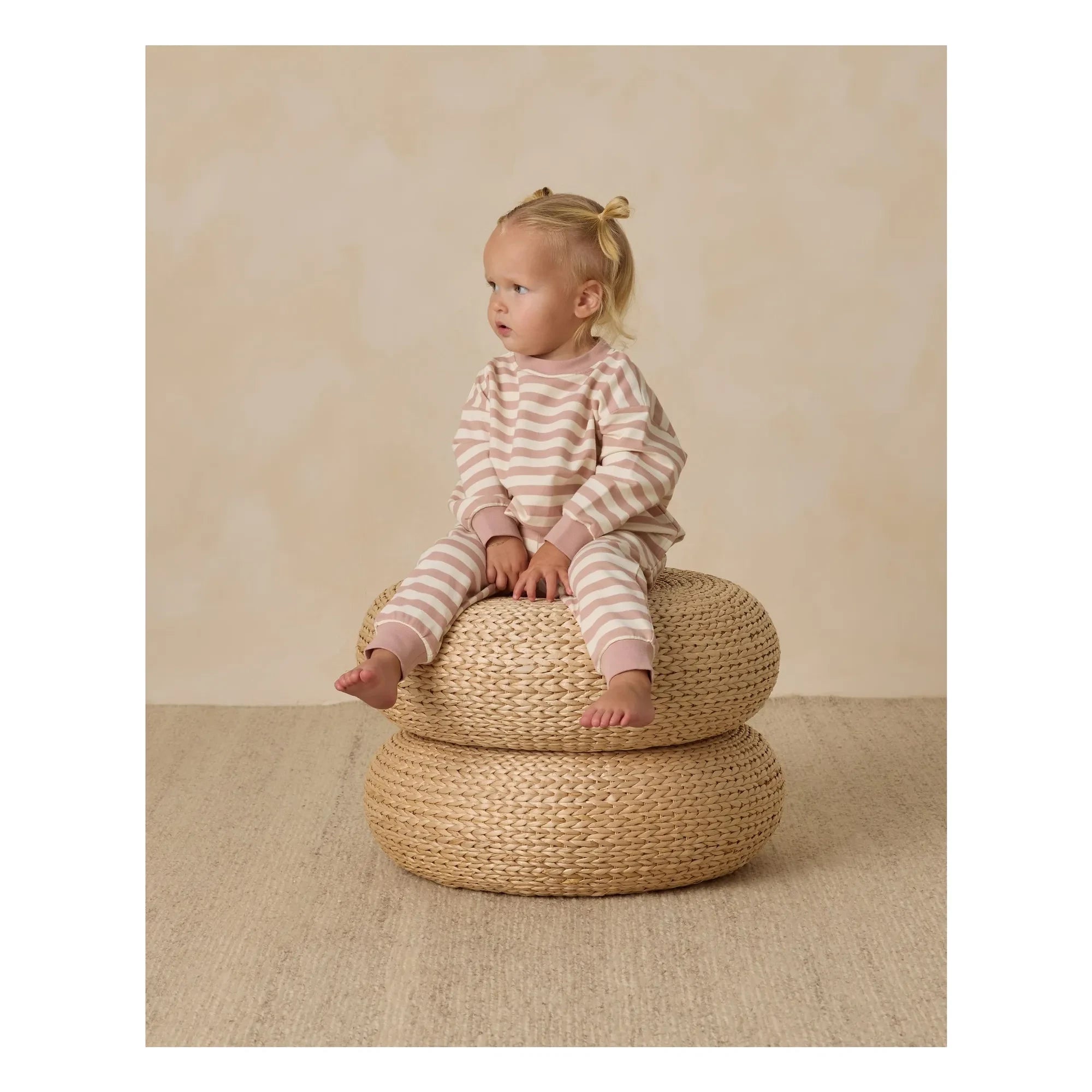 Quincy Mae – Gestreiftes Sweatshirt aus Bio-Baumwolle | Rosa