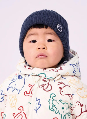 Petit Bateau - Ecru Daunenjacke mit Baby-Tier-Motiv