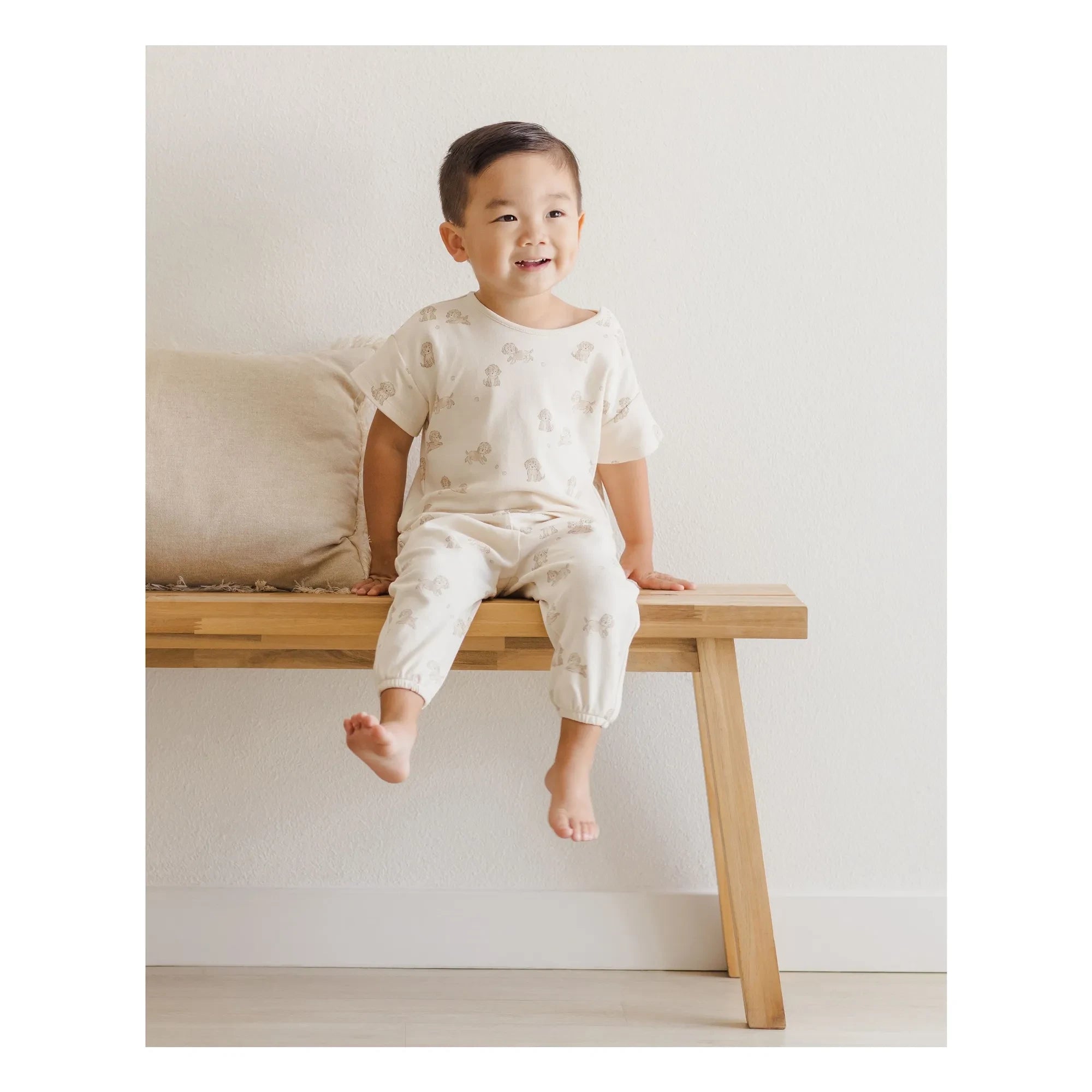Quincy Mae - T-Shirt und Hose Set | Ecru