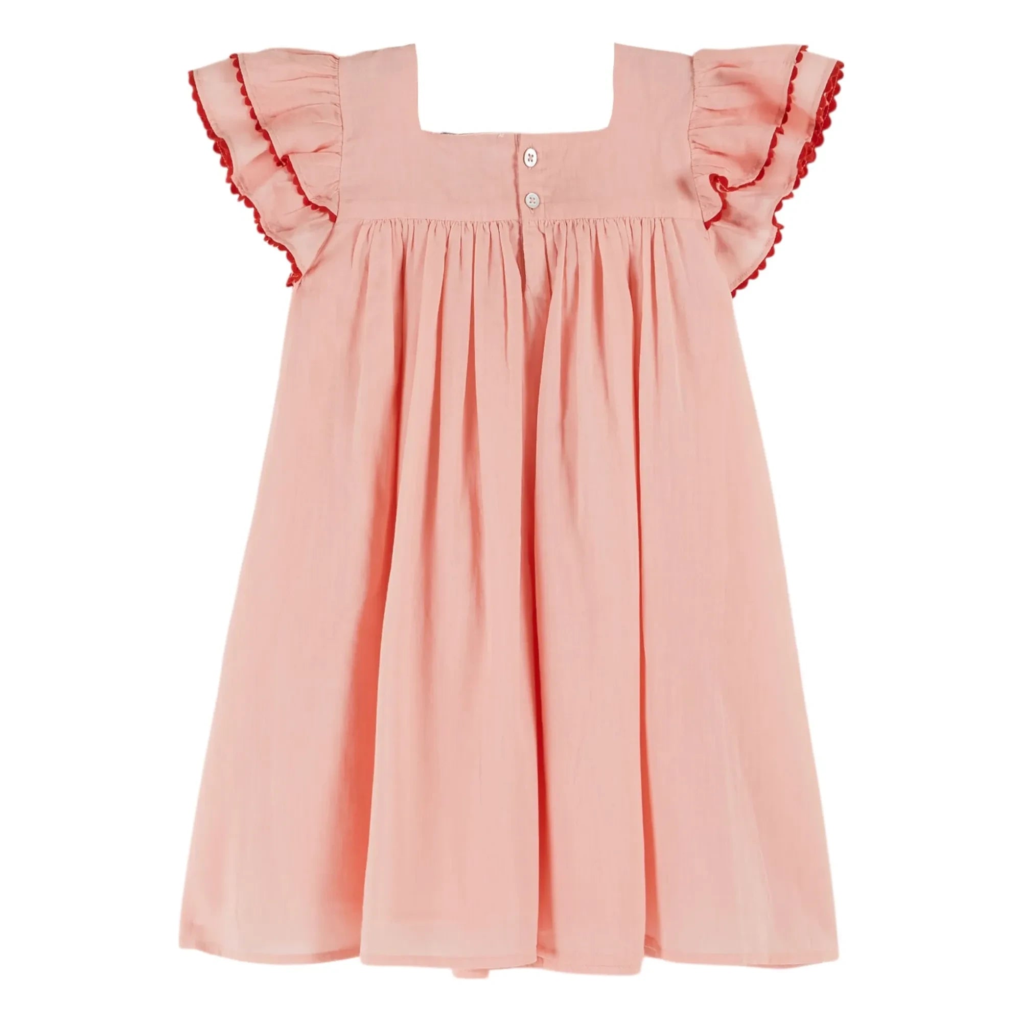 Emile et Ida - Rosa Voile Rüschenkleid