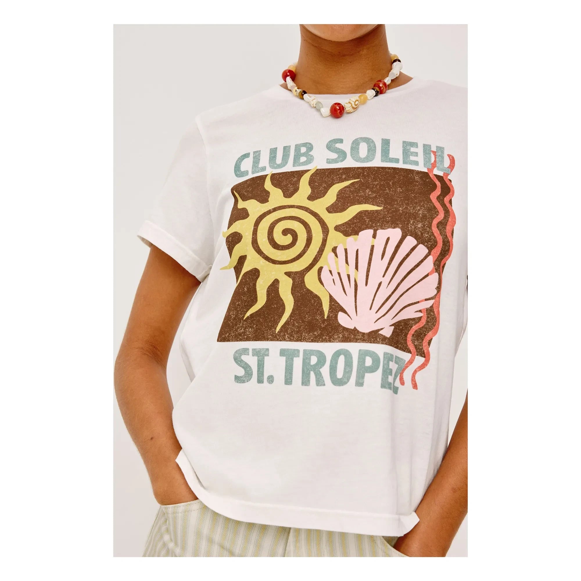 Rails - Klasik Bisiklet Yaka Pamuklu Tişört | Beyaz
