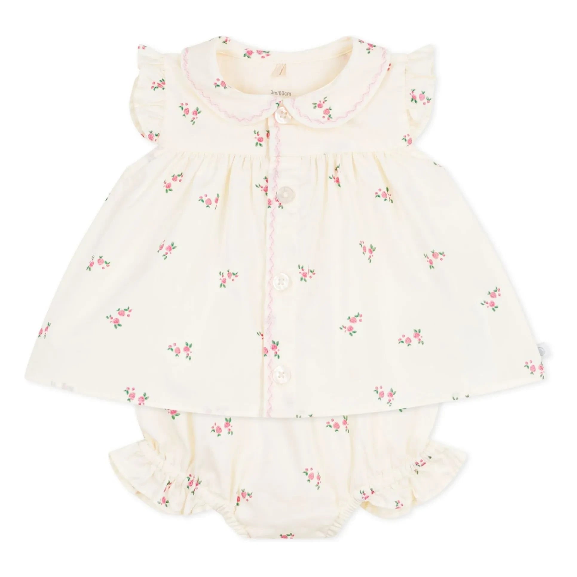 Petit Bateau - Set aus Bio-Popeline-Bluse und Bloomer | Ecru