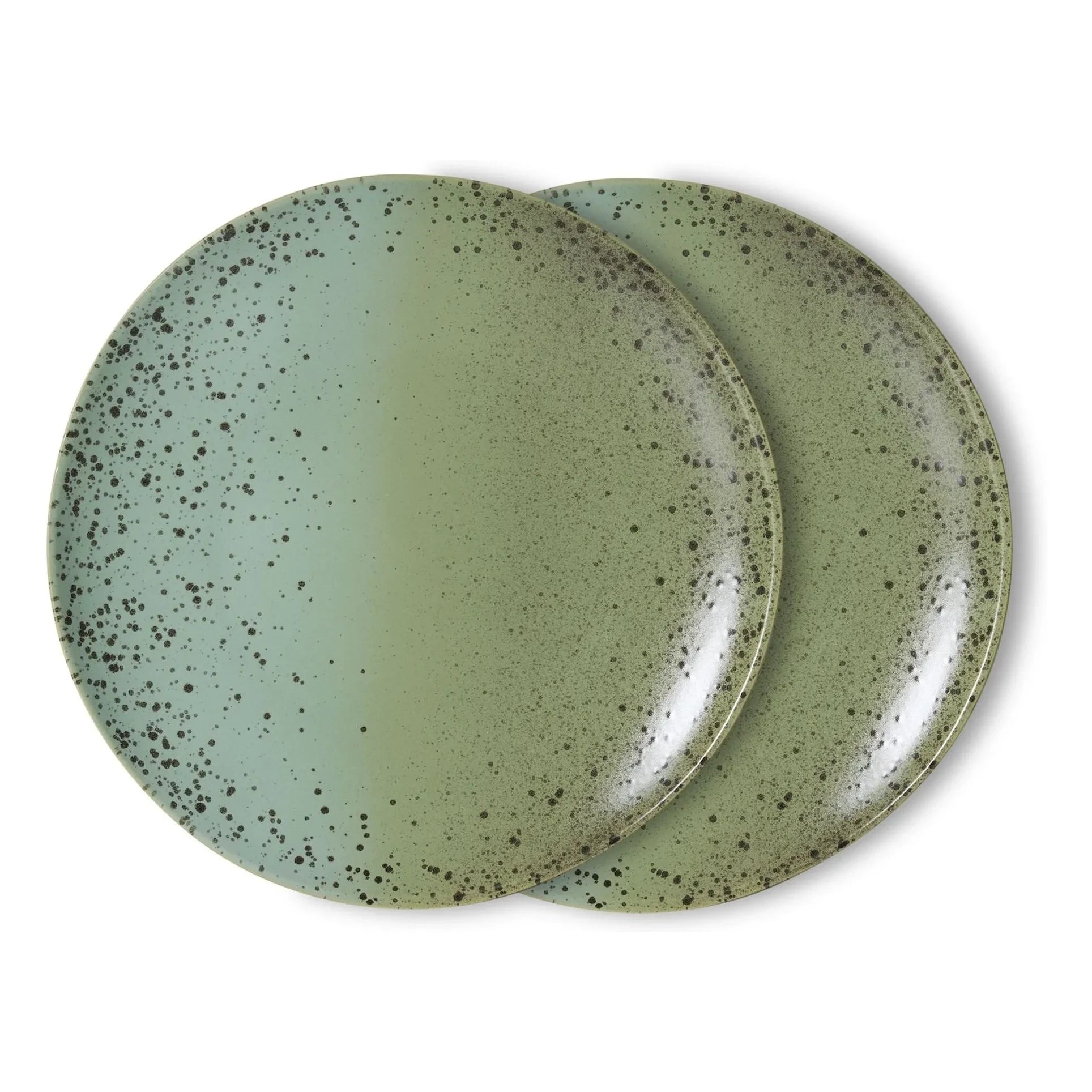 HKliving - Fleck seramik yemek tabakları - 2'li Set | Soluk yeşil