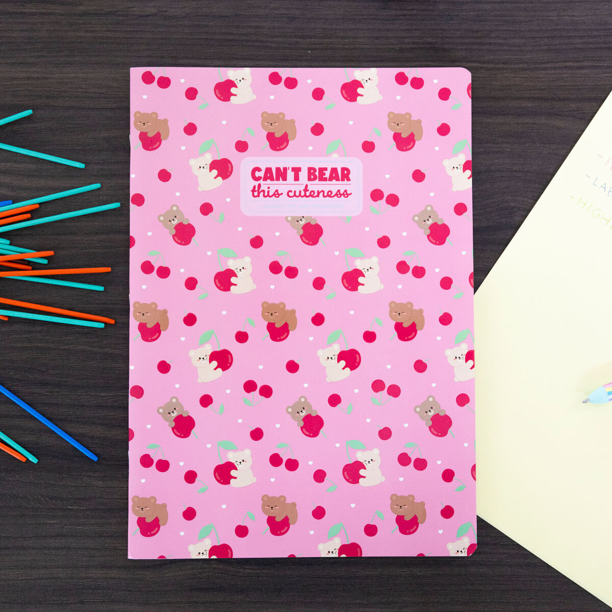 Legami - Exercise Heft - A4 Heft - 4 mm Squared - Bärchen Cherry