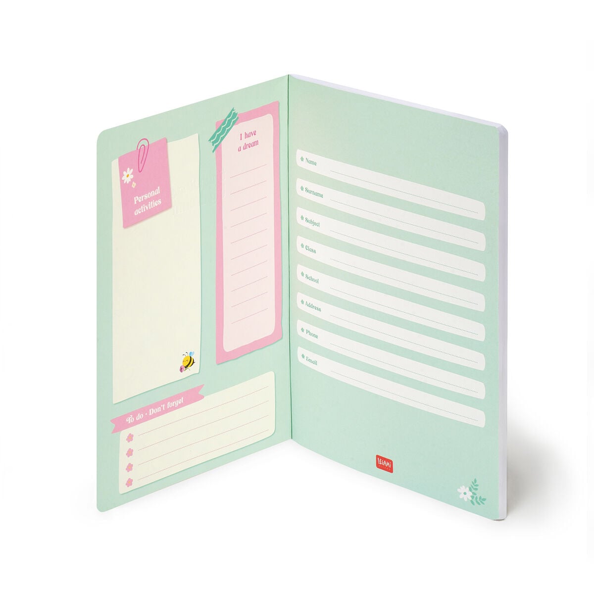 Legami - Exercise Buch - A4 Notizbuch - 4 mm Squared - Biene Blumen