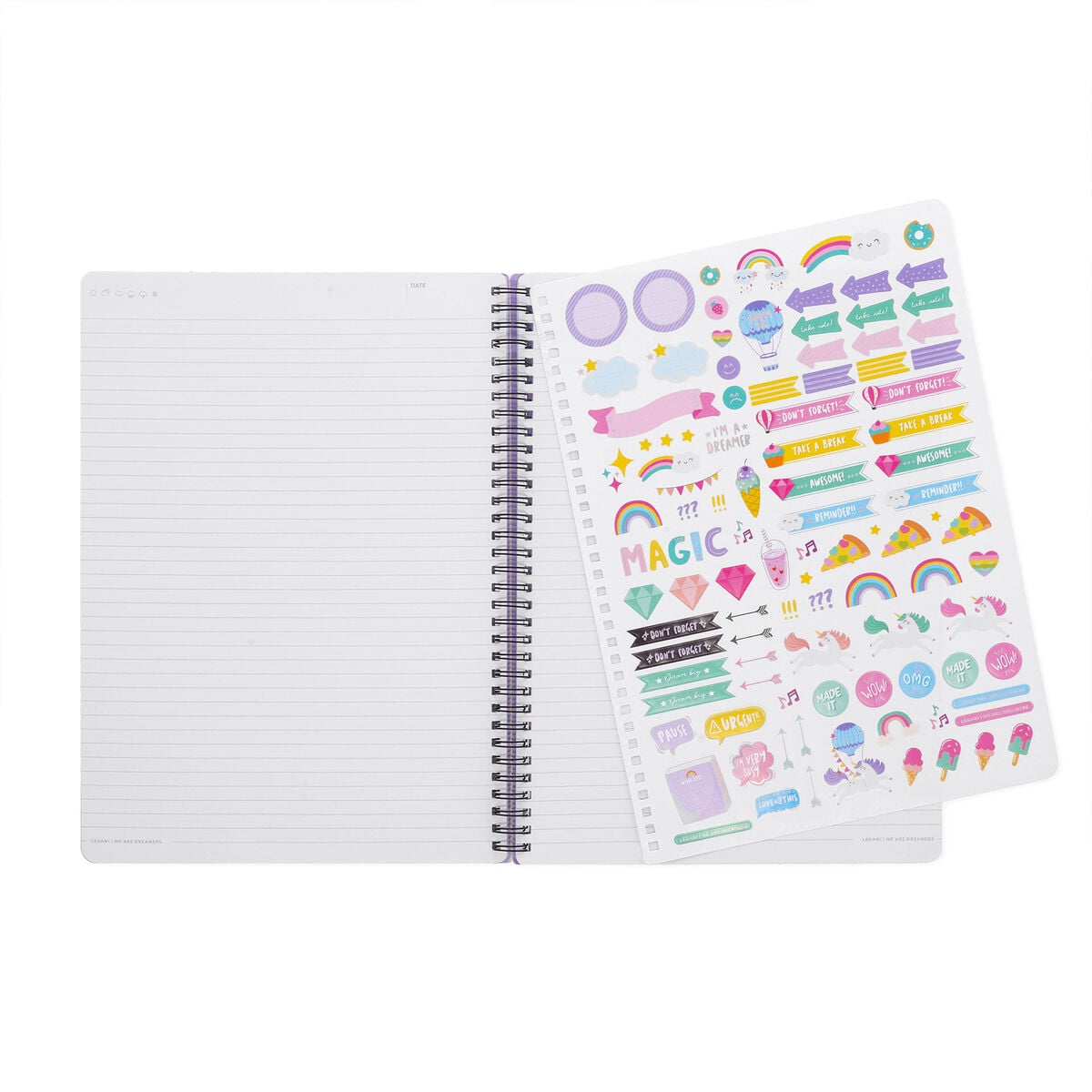 Legami - A4 Lined Defter ile Illustrated Hard Kılıf - Tek Boynuzlu At - Spiral-Bound
