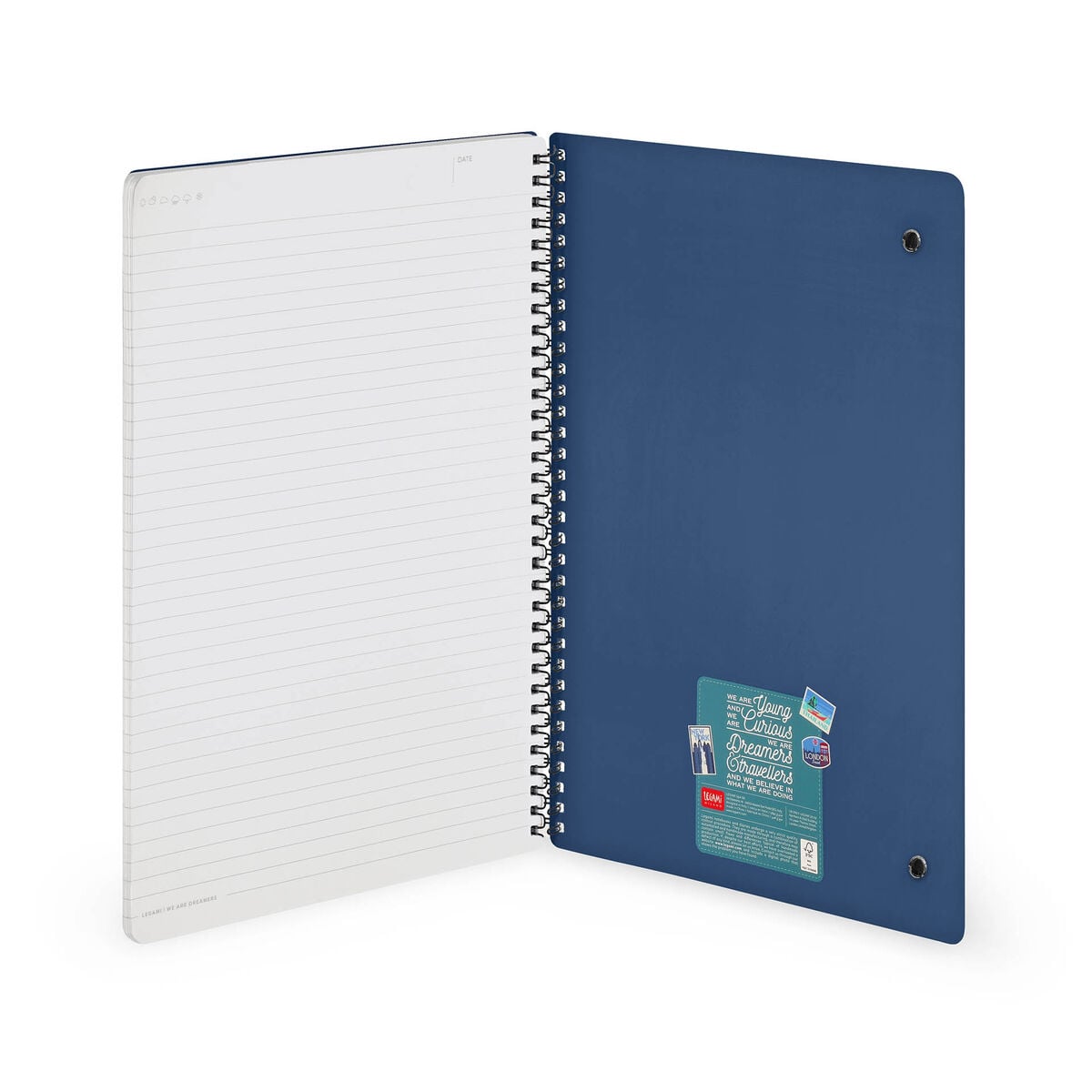 Legami - A4 Lined Defter ile Illustrated Hard Kılıf - Seyahat Stickers - Spiral-Bound