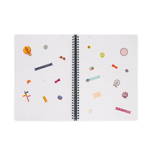 Legami - A4 Lined Defter ile Illustrated Hard Kılıf - Seyahat Stickers - Spiral-Bound