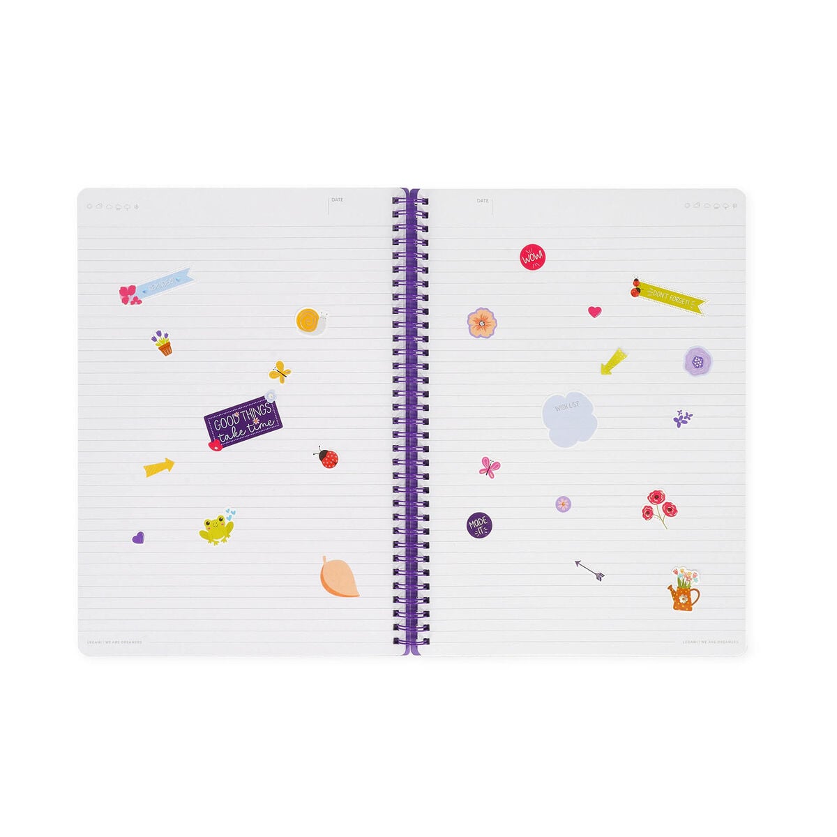 Legami - A4 Lined Defter ile Illustrated Hard Kılıf - Çiçekler - Jotter - Spiral-Bound