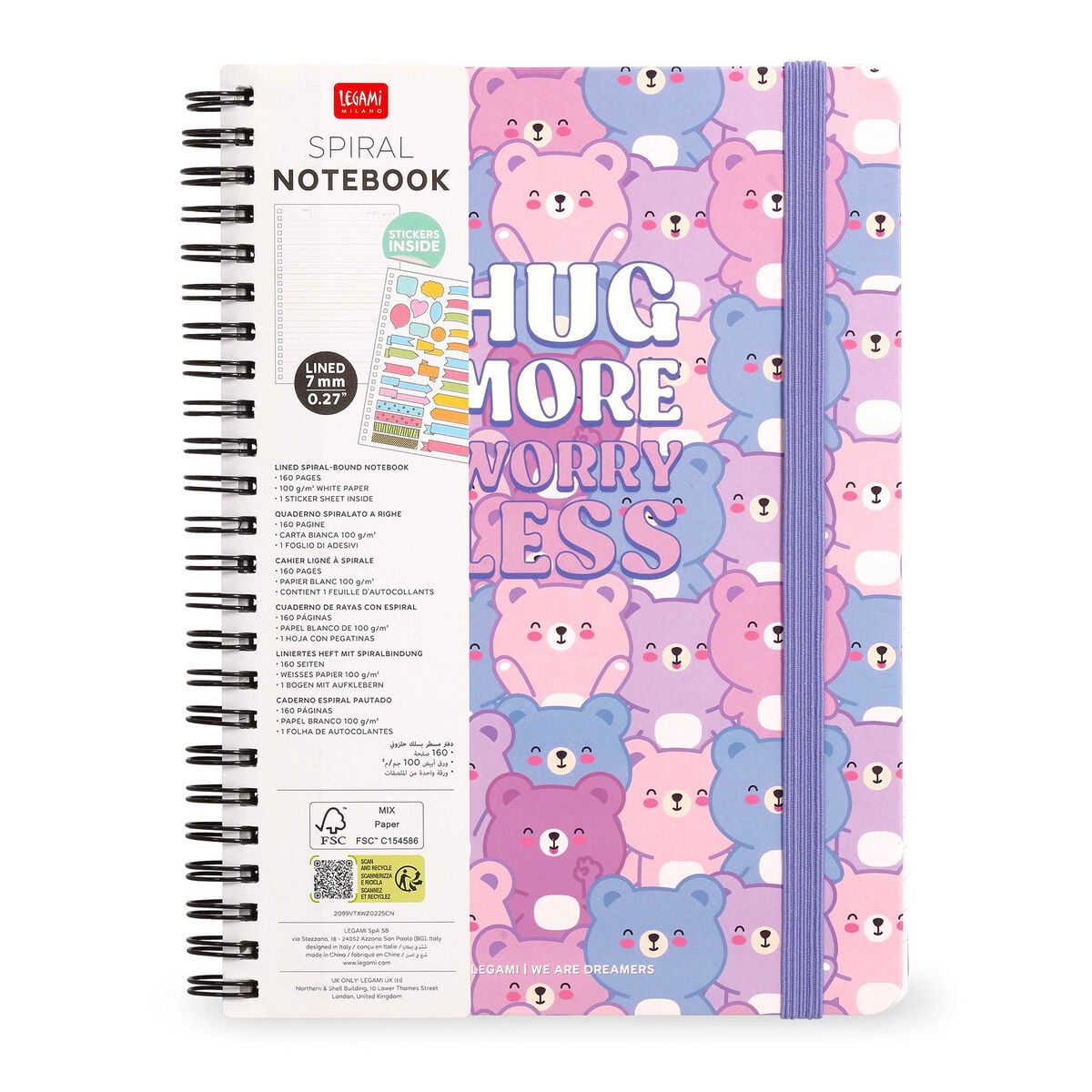 Legami - A4 Lined Defter ile Illustrated Hard Kılıf - Ayıcık - Jotter - Spiral-Bound