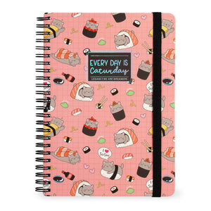 Legami - A4 Lined Notizbuch mit Illustrated Hard Hülle - Sushi Cat - Jotter - Spiral-Bound