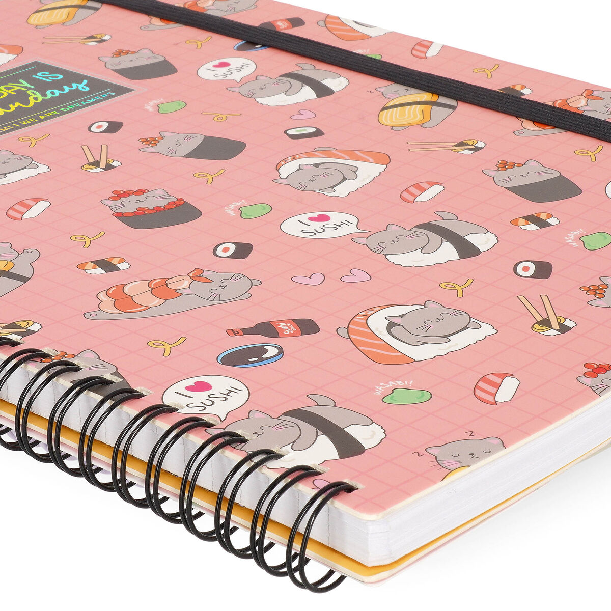 Legami - A4 Lined Notizbuch mit Illustrated Hard Hülle - Sushi Cat - Jotter - Spiral-Bound
