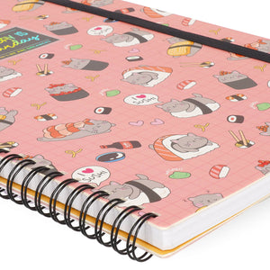 Legami - A4 Lined Notizbuch mit Illustrated Hard Hülle - Sushi Cat - Jotter - Spiral-Bound