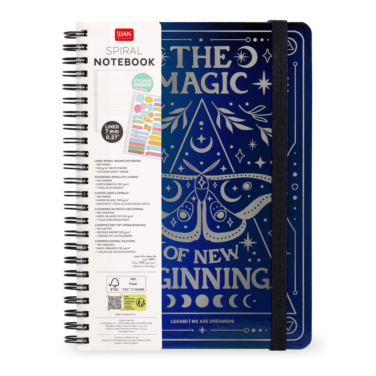 Legami - A4 Lined Defter ile Illustrated Hard Kılıf - Moth - Jotter - Spiral-Bound