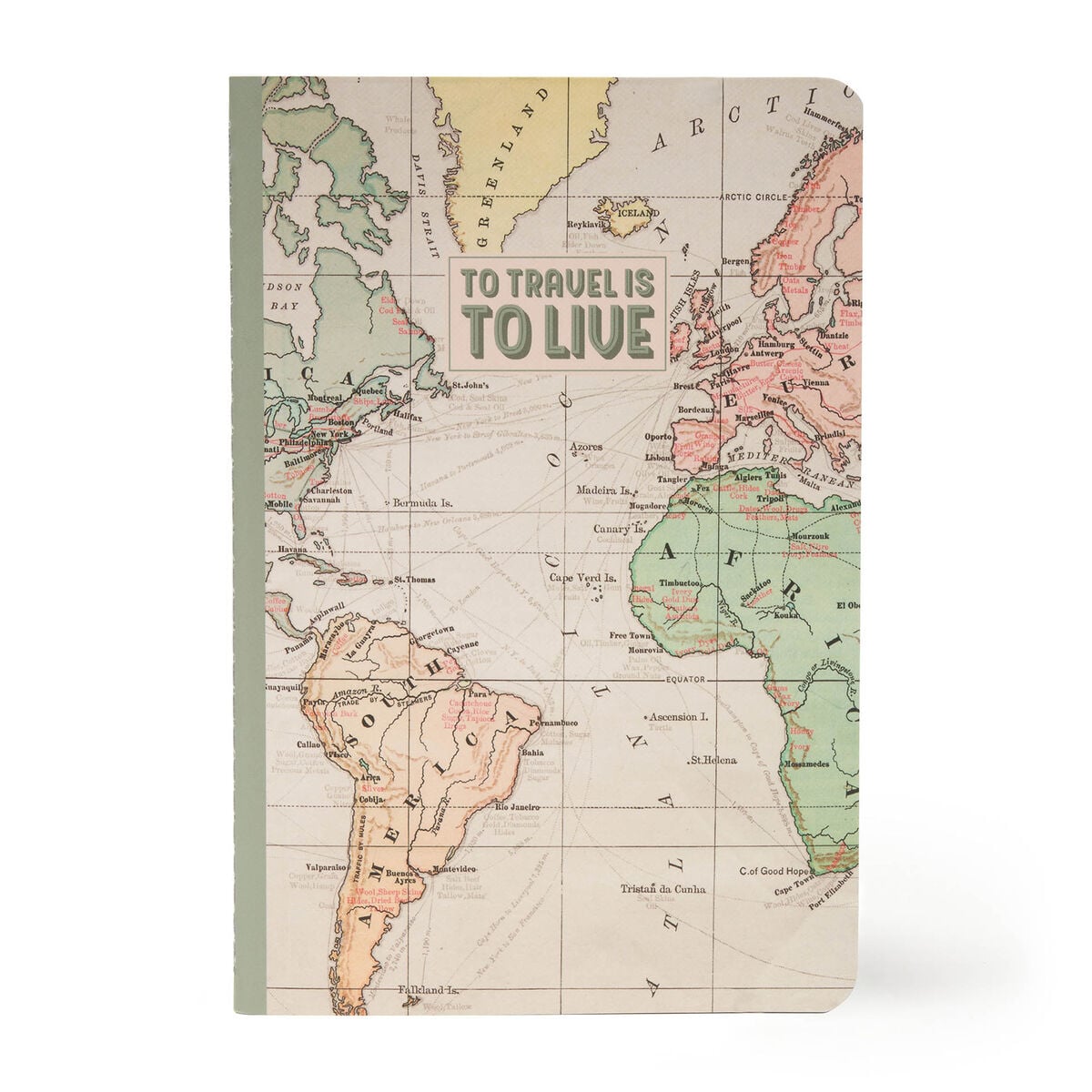 Legami - A5 Blank Defter ile Illustrated Yumuşak Kılıf - Seyahat Map