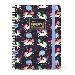 Legami - A5 Lined Defter ile Illustrated Hard Kılıf - Tek Boynuzlu At - Spiral-Bound