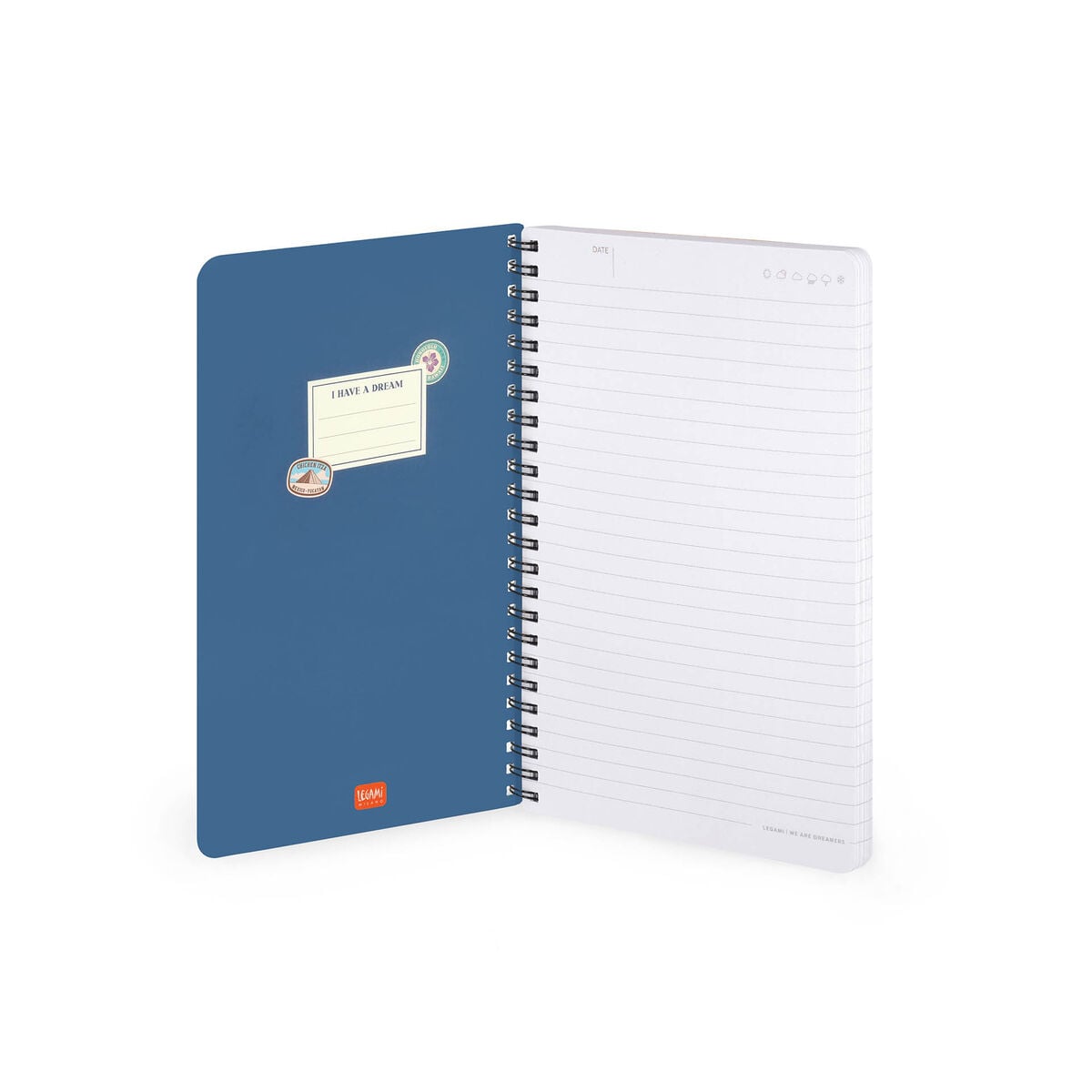 Legami - A5-liniertes Notizbuch mit illustrierter Hartschale - Reisesticker - Spiralbindung