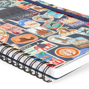 Legami - A5-liniertes Notizbuch mit illustrierter Hartschale - Reisesticker - Spiralbindung