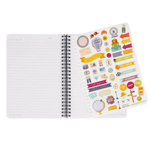 Legami - A5-liniertes Notizbuch mit illustrierter Hartschale - Reisesticker - Spiralbindung
