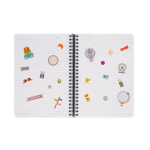 Legami - A5-liniertes Notizbuch mit illustrierter Hartschale - Reisesticker - Spiralbindung