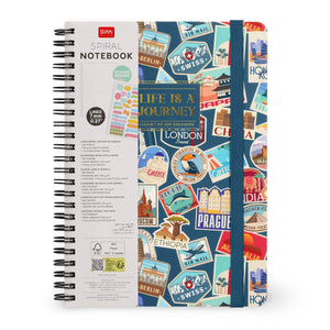 Legami - A5-liniertes Notizbuch mit illustrierter Hartschale - Reisesticker - Spiralbindung