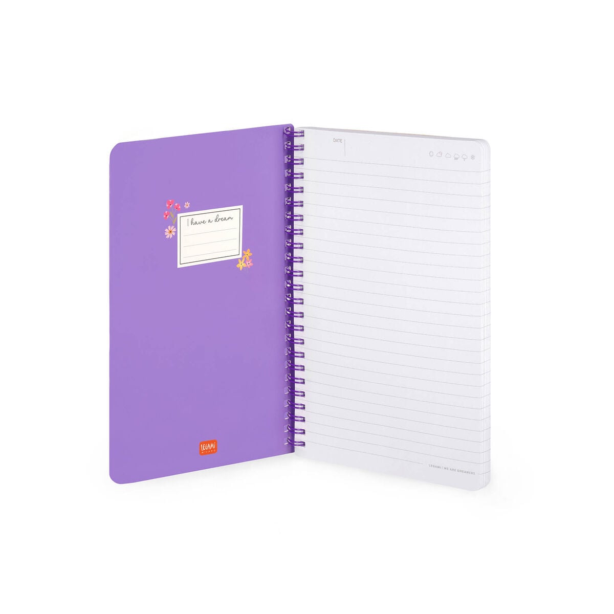 Legami - A5 Lined Defter ile Illustrated Hard Kılıf - Çiçekler - Jotter - Spiral-Bound