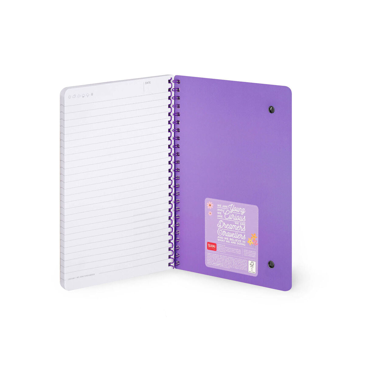 Legami - A5 Lined Defter ile Illustrated Hard Kılıf - Çiçekler - Jotter - Spiral-Bound