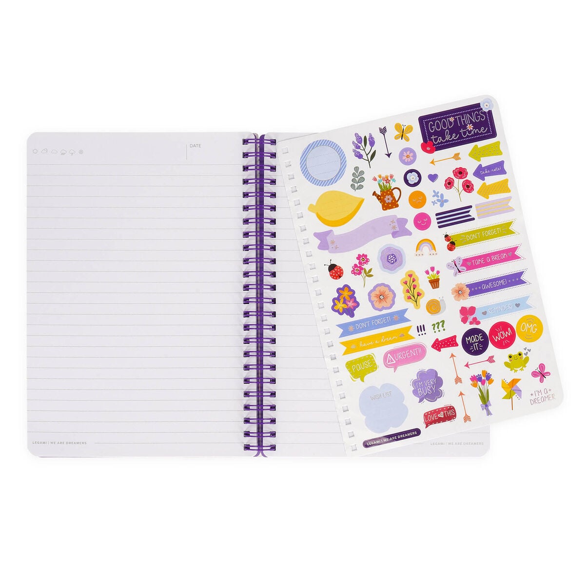 Legami - A5 Lined Defter ile Illustrated Hard Kılıf - Çiçekler - Jotter - Spiral-Bound