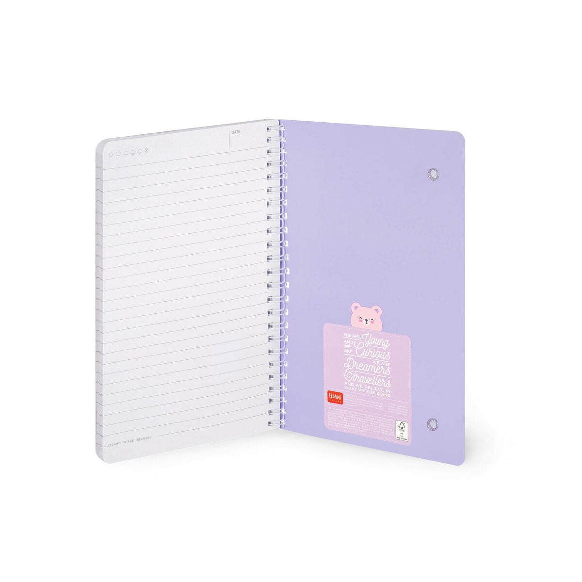 Legami - A5 Lined Defter ile Illustrated Hard Kılıf - Ayıcık - Jotter - Spiral-Bound