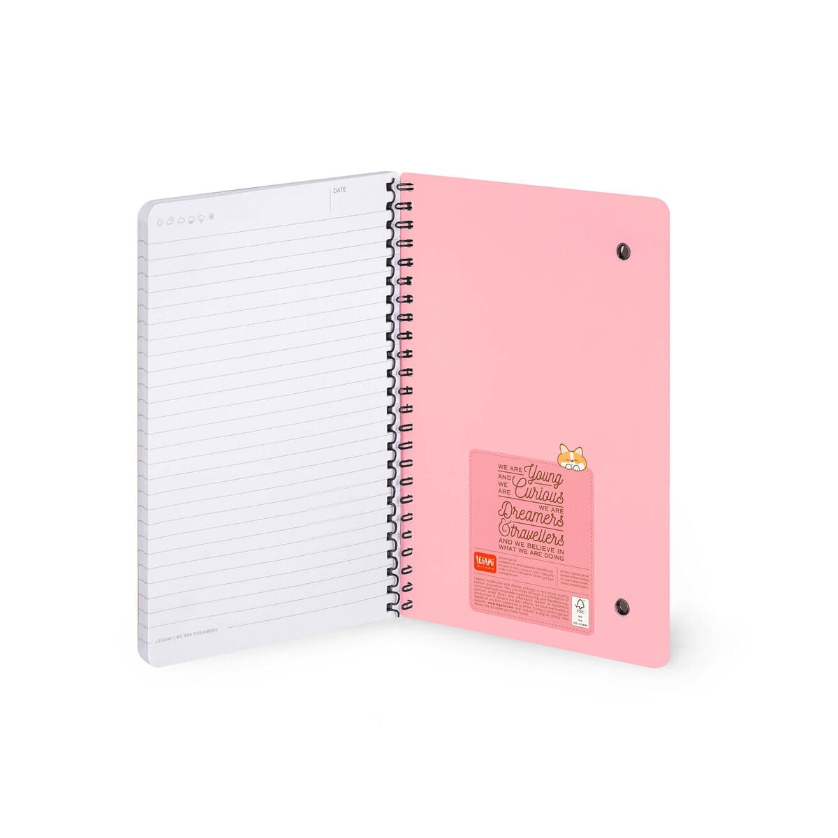 Legami - A5 Lined Defter ile Illustrated Hard Kılıf - Corgi - Jotter - Spiral-Bound