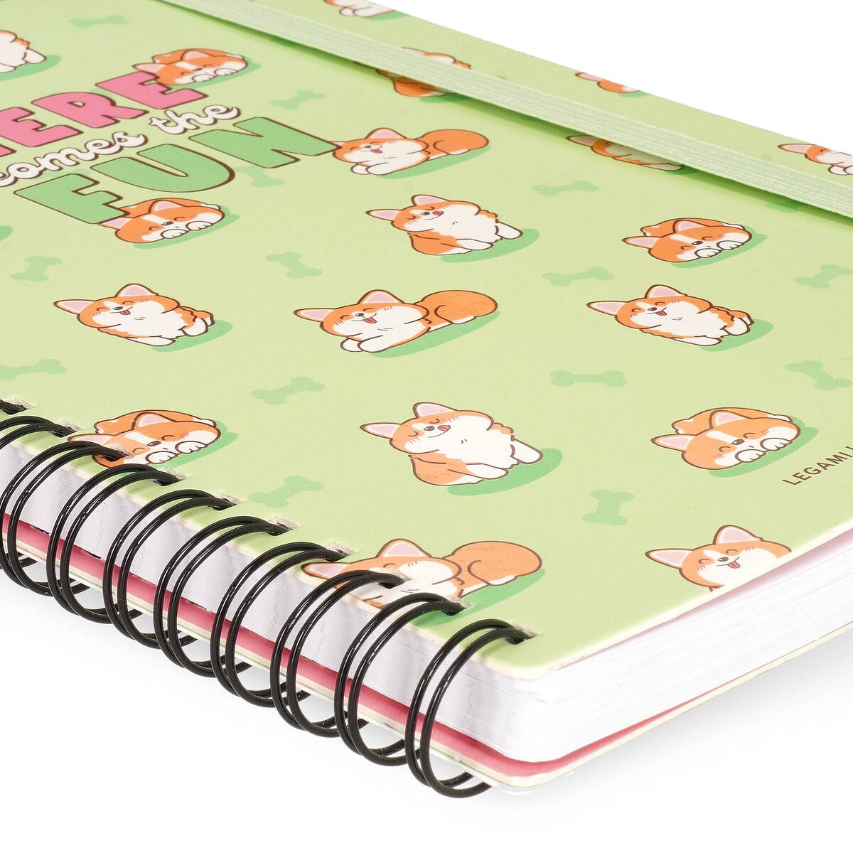 Legami - A5 Lined Defter ile Illustrated Hard Kılıf - Corgi - Jotter - Spiral-Bound