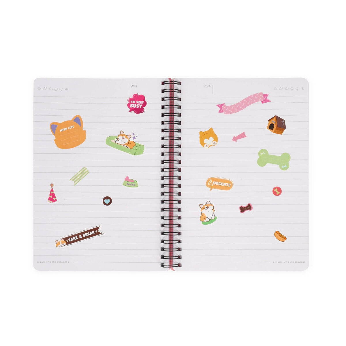 Legami - A5 Lined Defter ile Illustrated Hard Kılıf - Corgi - Jotter - Spiral-Bound
