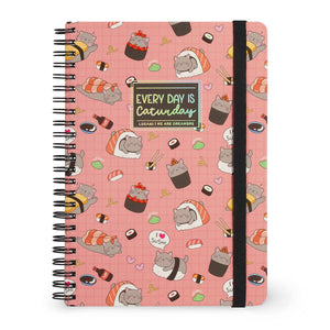 Legami - A5 Lined Defter ile Illustrated Hard Kılıf - Sushi Cat - Jotter - Spiral-Bound