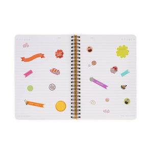 Legami - A5 Lined Defter ile Illustrated Hard Kılıf - Sushi Cat - Jotter - Spiral-Bound