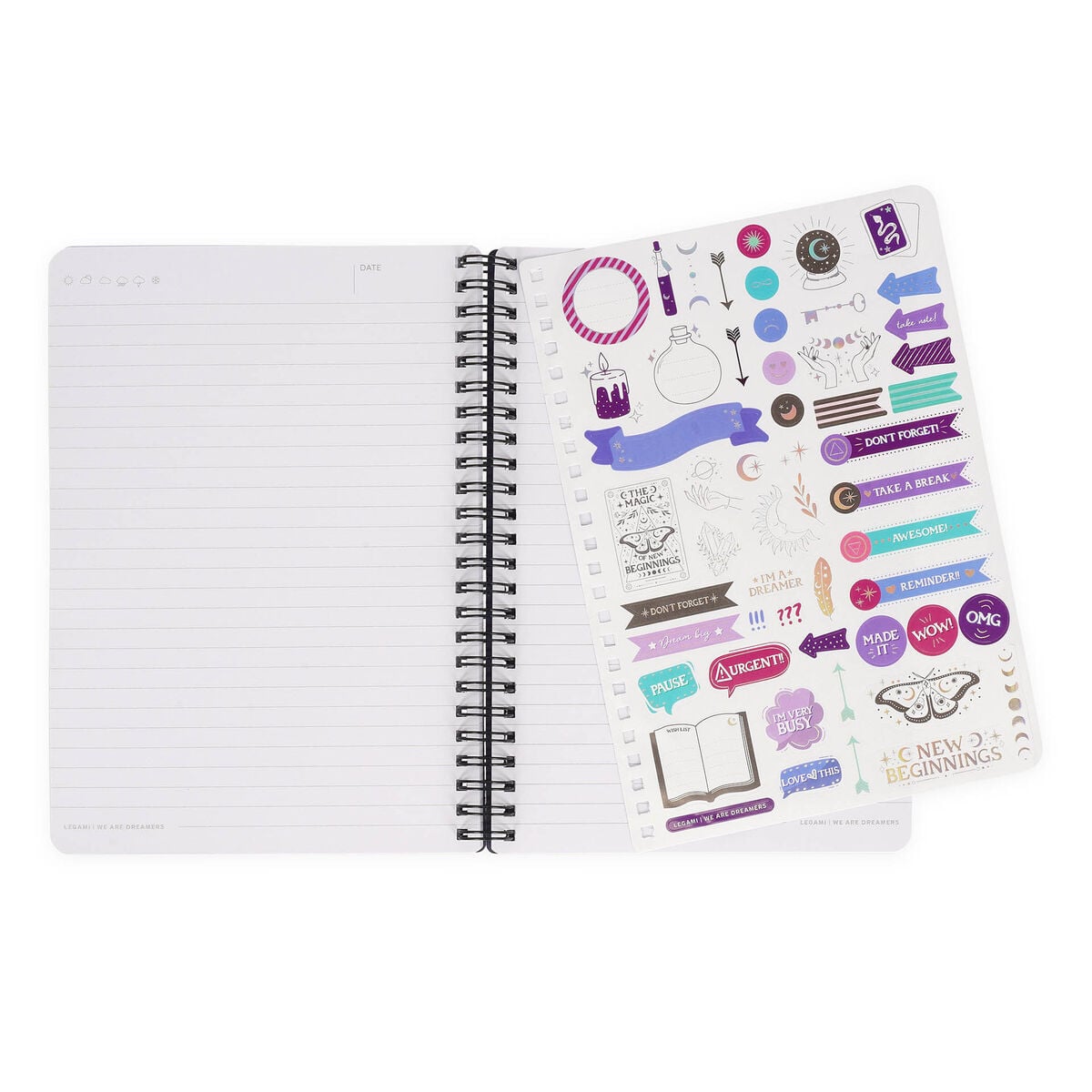 Legami - A5 Lined Defter ile Illustrated Hard Kılıf - Moth - Jotter - Spiral-Bound