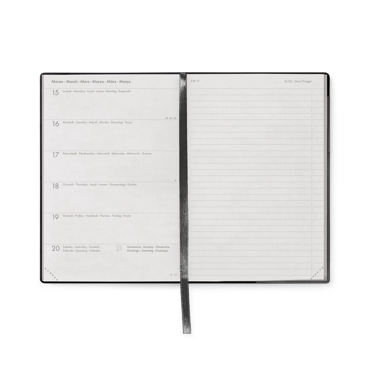 Legami - 12-Month Medium Weekly Günlük ile Defter 2027 - Black Suit