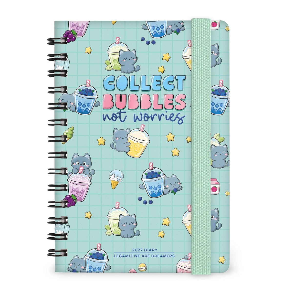 Legami - 12-Month Weekly Günlük - Küçük Spiral-Bound 2027 - Kitty Bubble Tea