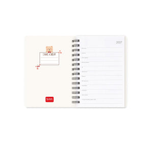 Legami - 12-Month Weekly Günlük - Küçük Spiral-Bound 2027 - Ayıcık White