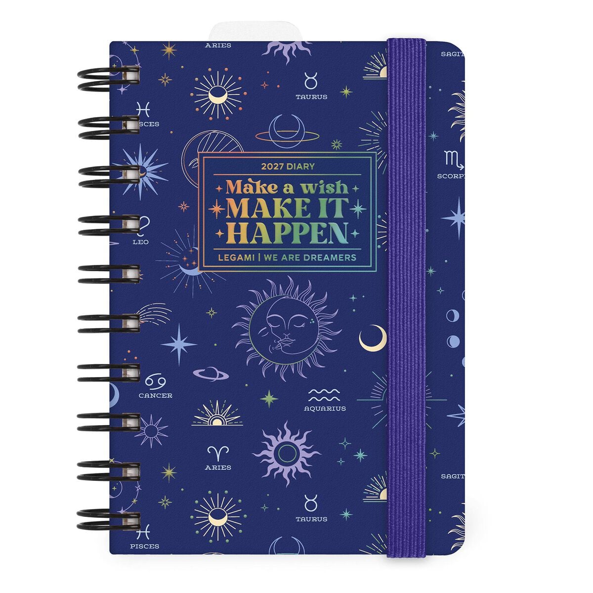 Legami - 12-Month Küçük Spiral-Bound Daily Günlük 2027 - Celestial